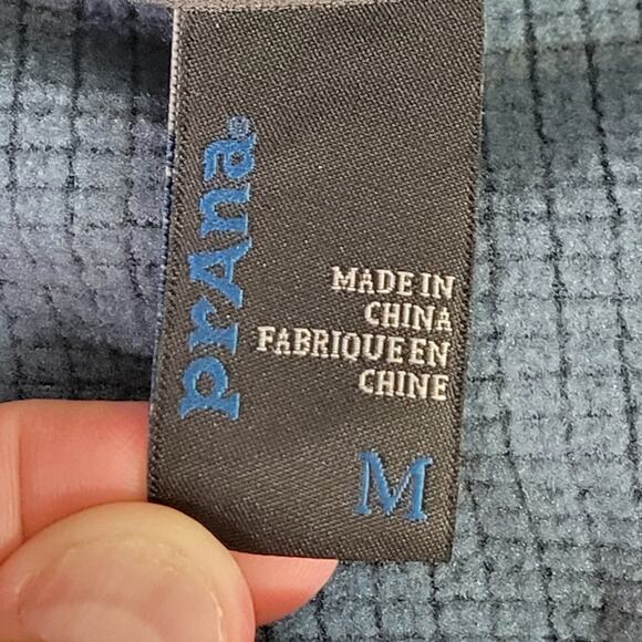 prAna Mens Medium Gavin 1/4 Zip Pullover Grid Back Fleece Thermal M2GAVI314 Blue - Picture 6 of 14